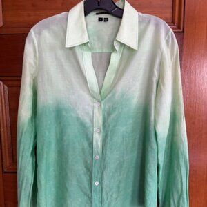 Green Ombre Theory Buttoned Long Sleeved Dress Shirt M